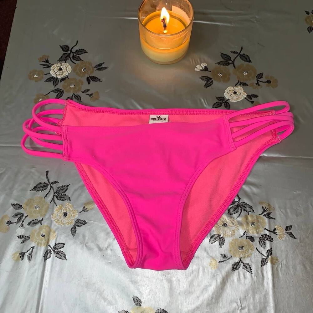 Hollister famous pink strappy cheeky swim Bikini Bottoms size Xs